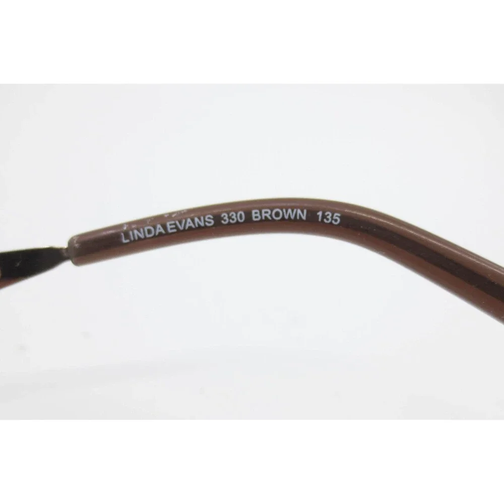 Linda Evans 330 Brown Metal Rectangular Eyeglass Frames Filigree Temples